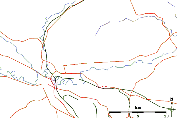 Roads and rivers around Myreton Hill