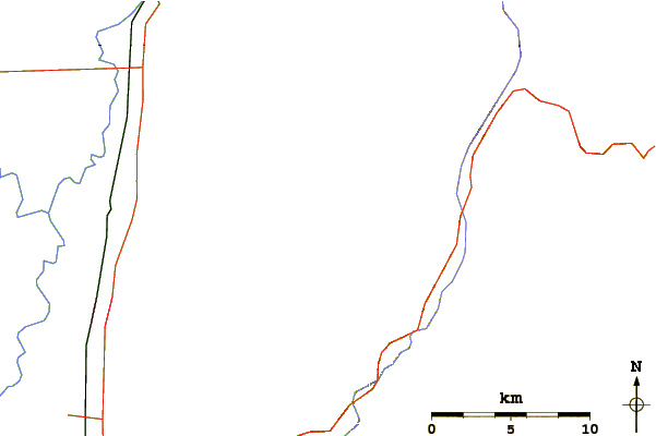 Roads and rivers around Naomi Peak