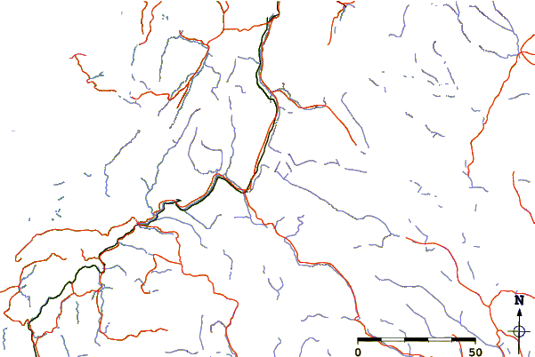 Roads and rivers around Nasa Mountain