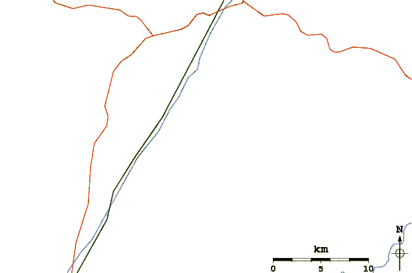 Roads and rivers around Nathaniel Mountain