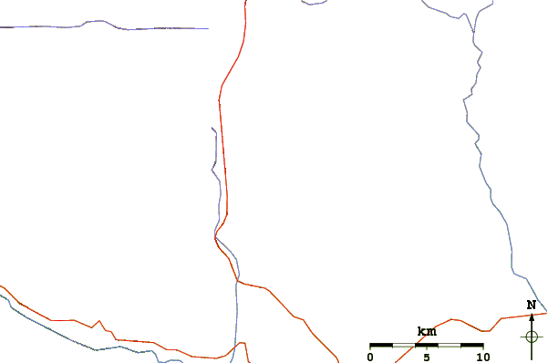 Roads and rivers around Needle Peak (Presidio County, Texas)