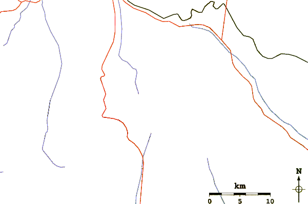 Roads and rivers around Nevado De Acay
