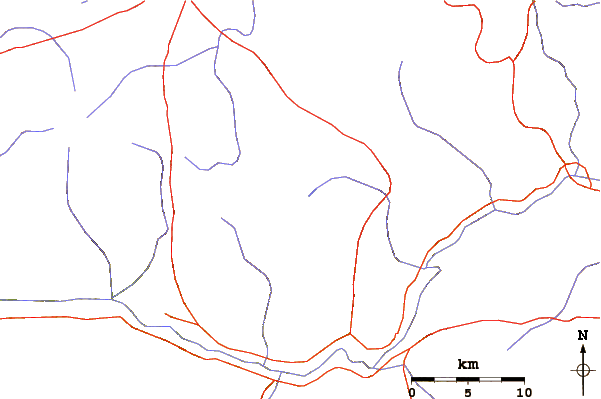 Roads and rivers around Nevado Mismi