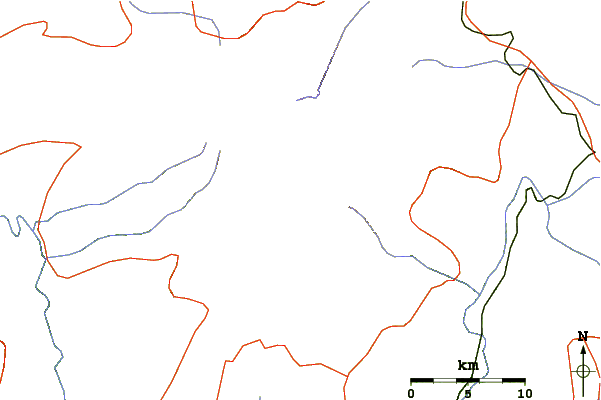 Roads and rivers around Nevado de Colima