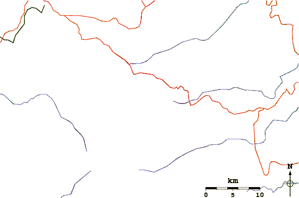 Roads and rivers around Nevado del Ruiz