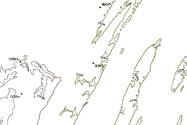 Mountain peaks around New Creek Mountain