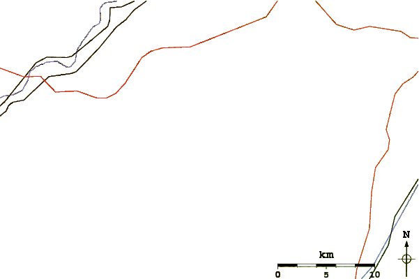 Roads and rivers around New Creek Mountain