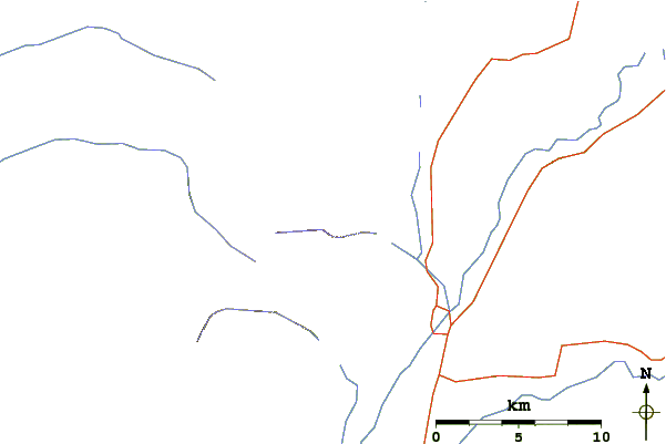 Roads and rivers around Nez Perce (mountain)