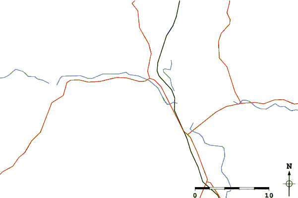 Roads and rivers around Nickerson Mountain