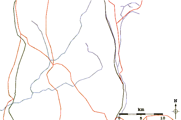 Roads and rivers around North Knob