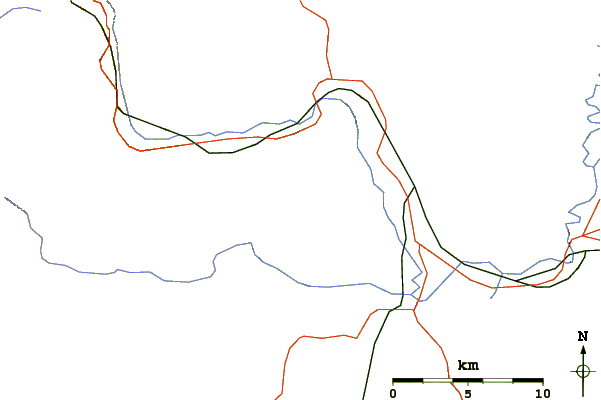 Roads and rivers around North Moat Mountain