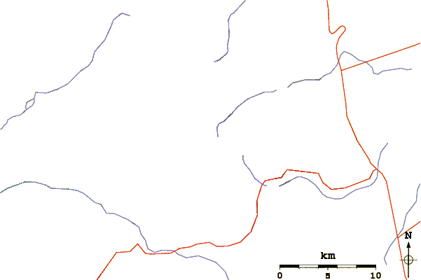 Roads and rivers around North Peak