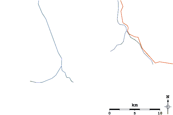 Roads and rivers around North Twin Peak
