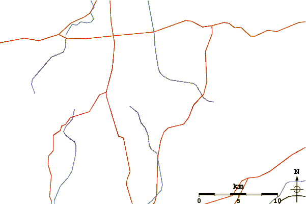 Roads and rivers around Nuttby Mountain