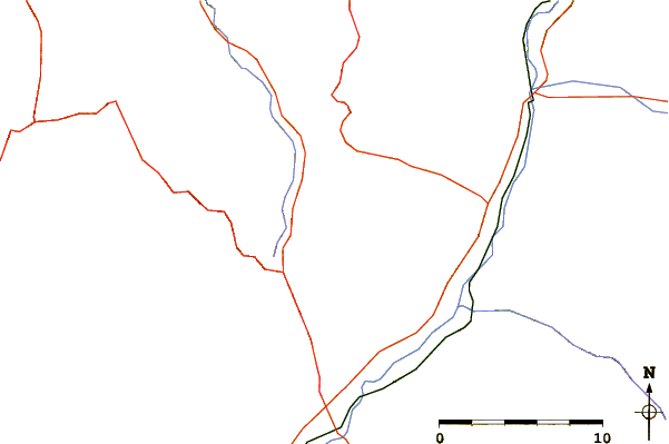 Roads and rivers around Oblik (mountain)