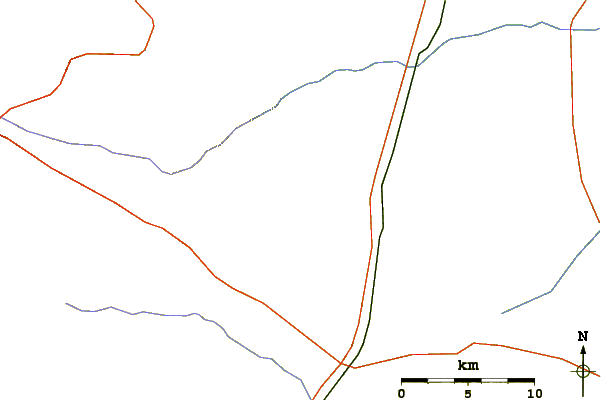 Roads and rivers around Ocate volcanic field