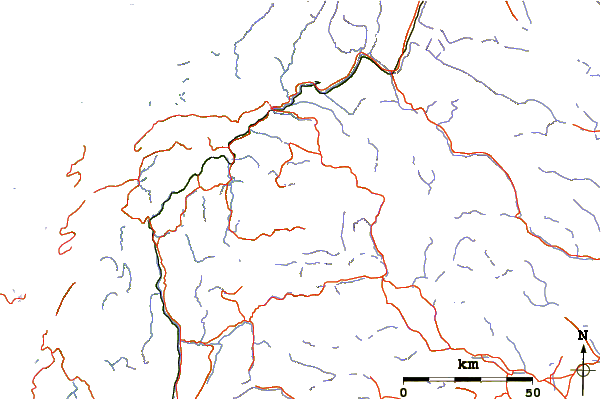 Roads and rivers around Okstinderne