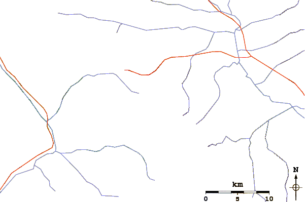 Roads and rivers around Om Parvat