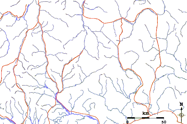 Roads and rivers around Orlinaya