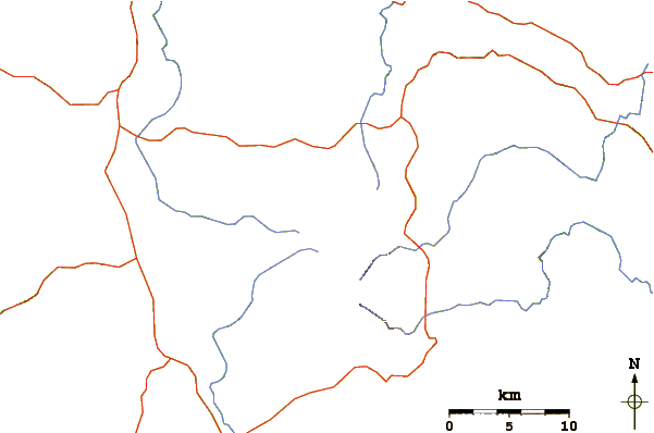 Roads and rivers around Orosí Volcano