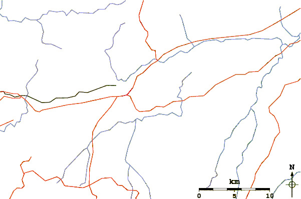 Roads and rivers around Ortobene