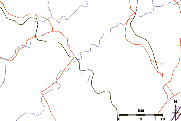 Roads and rivers around Osterhout Mountain