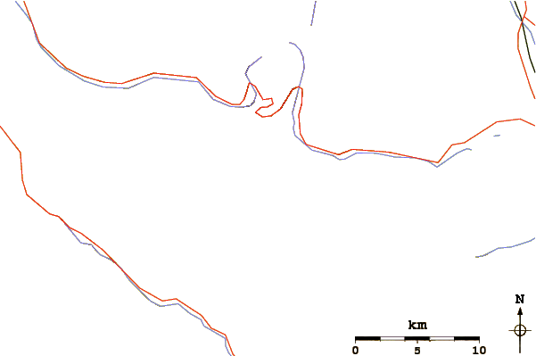 Roads and rivers around Ouray Peak