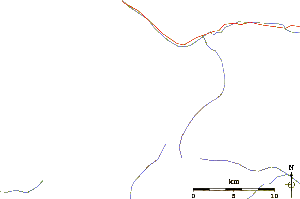 Roads and rivers around Oval Peak