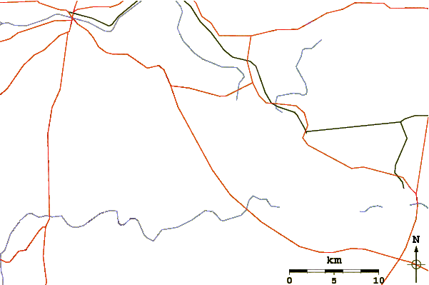 Roads and rivers around Packsaddle Mountain (Llano County, Texas)