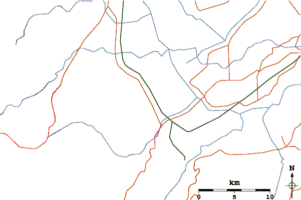 Roads and rivers around Paiko