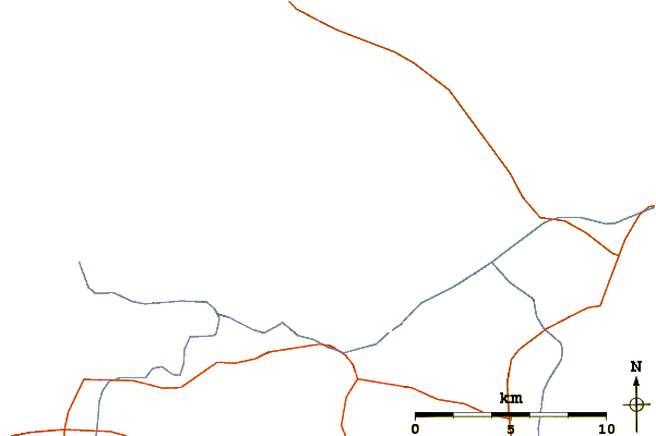 Roads and rivers around Pali-Aike Volcanic Field