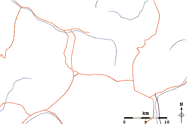 Roads and rivers around Palmyra Peak