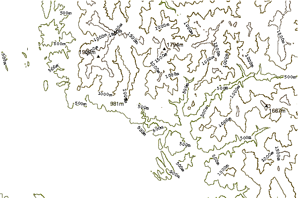 Mountain peaks around Panaitoliko (mountain range)