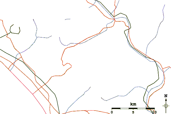 Roads and rivers around Pania della Croce