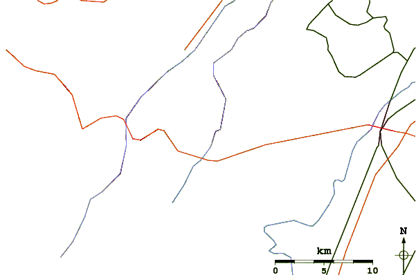 Roads and rivers around Parnell Knob