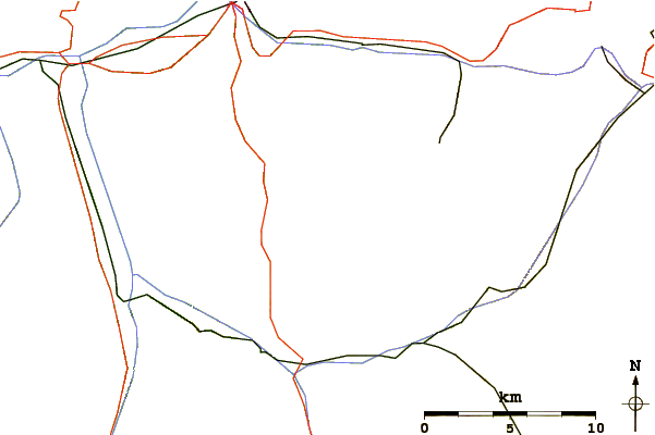 Roads and rivers around Parpaner Rothorn