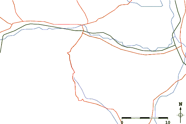 Roads and rivers around Pasjača (mountain)