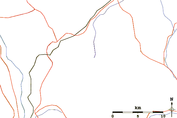 Roads and rivers around Pavilion Mountain