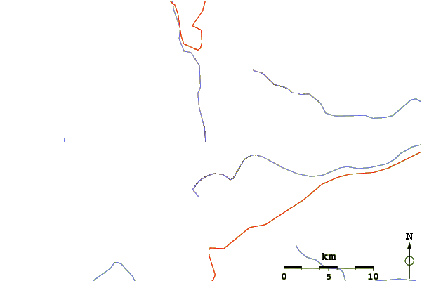 Roads and rivers around Peak 7480