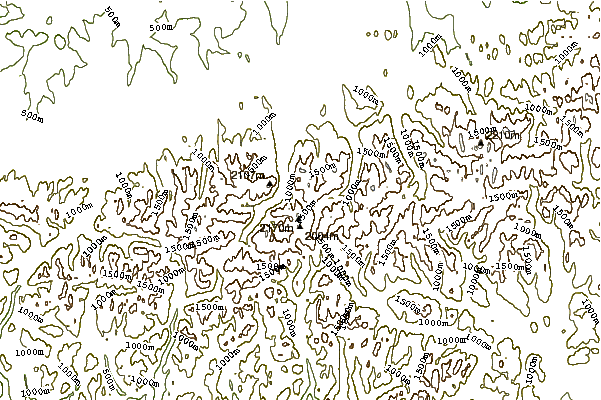 Mountain peaks around Peak 7510