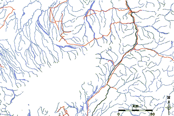 Roads and rivers around Peak 8620