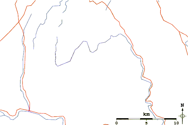 Roads and rivers around Peatrig Hill