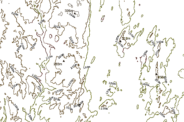 Mountain peaks around Peck Mountain (New Haven County, Connecticut)