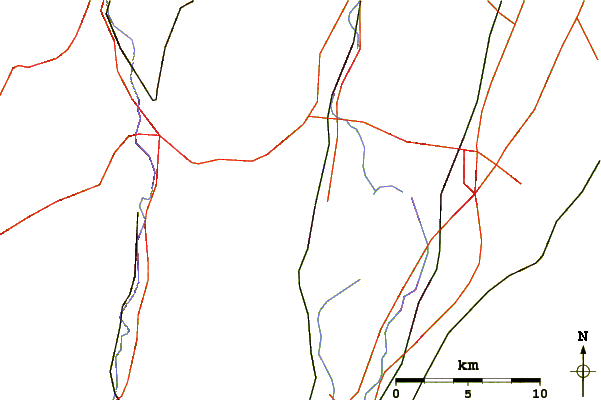 Roads and rivers around Peck Mountain (New Haven County, Connecticut)