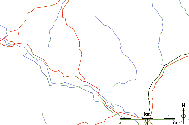 Roads and rivers around Pen Allt-mawr