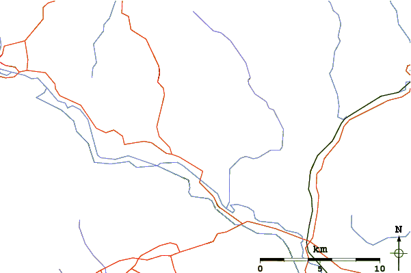 Roads and rivers around Pen Cerrig-calch