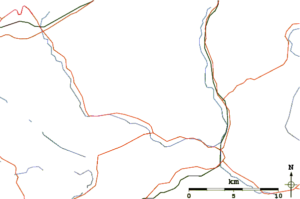 Roads and rivers around Pen Llithrig y Wrach