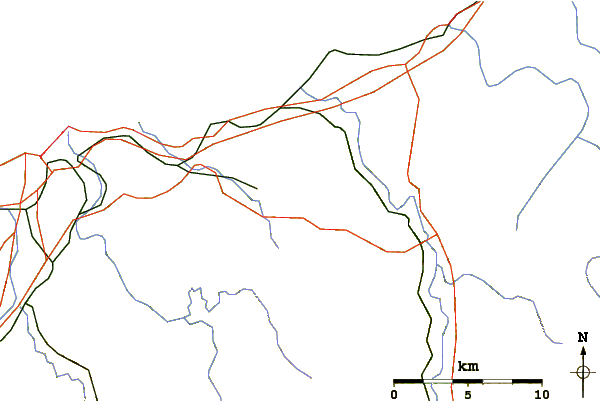 Roads and rivers around Peñas de Aya