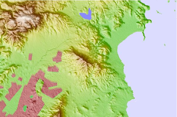 Surf breaks located close to Penteliko Mountain