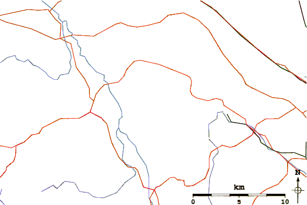 Roads and rivers around Penycloddiau